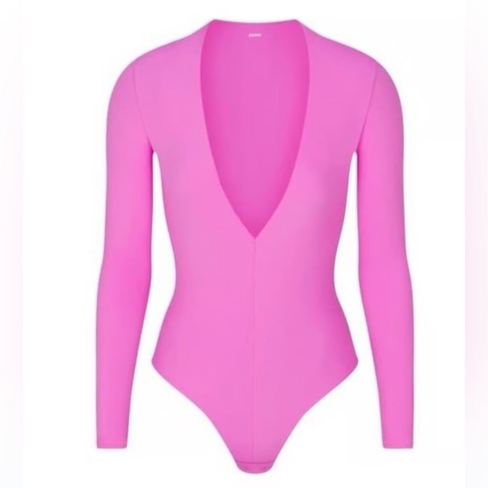 SKIMS Orchid Pink Long Sleeve Bodysuit